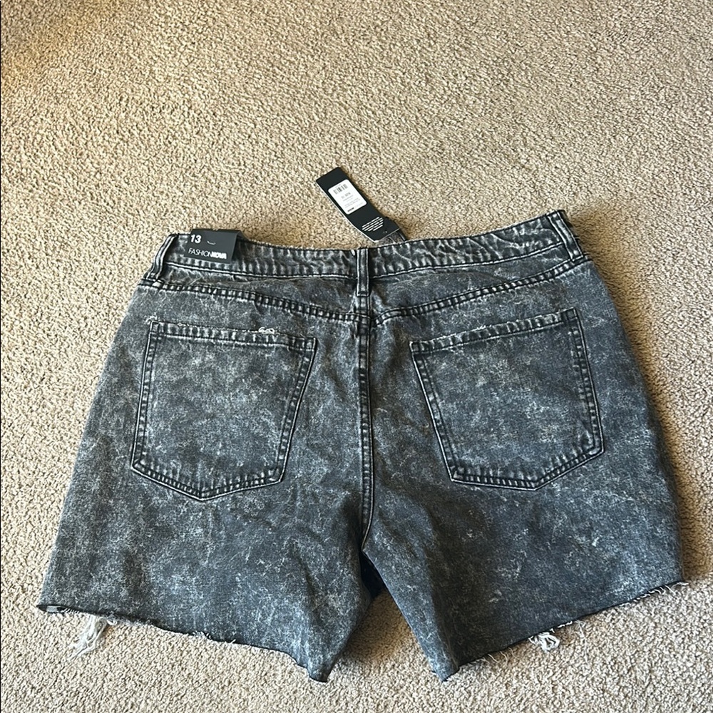 Fashion Nova Black Distressed Jean Shorts - Picture 3 of 4